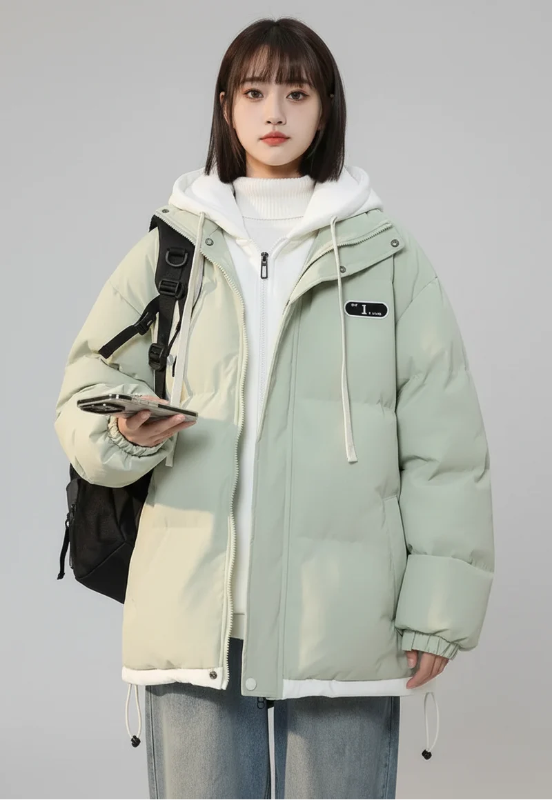 Kurtka vintage Y2K Harajuku – koreański styl, naszywka, imitacja, dwuczęściowy wzór