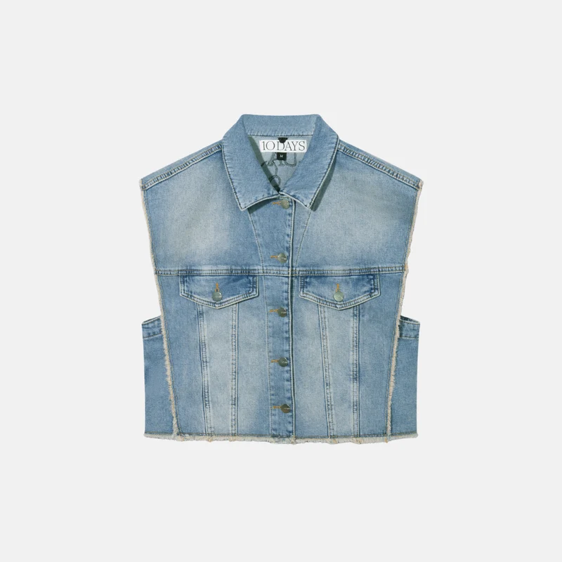 cropped denim gilet