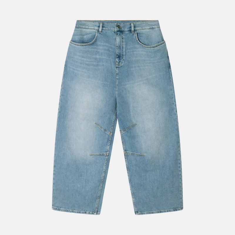 wide tapered denim pants