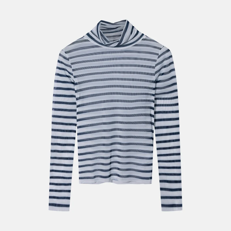 mesh long sleeve stripes