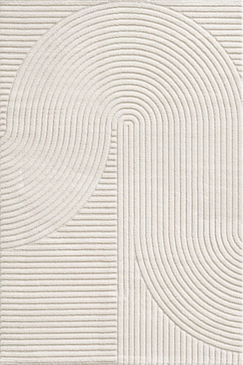 Elio Vloerkleed – Creme – Organisch Boogdesign – Laagpolig Vloerkleed