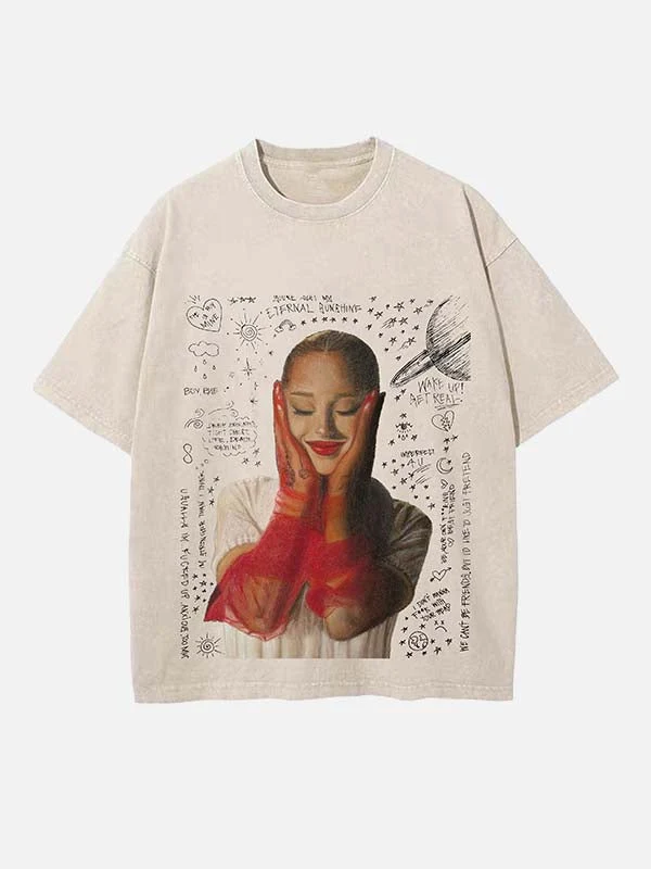 Y2K r&b pop diva print round neck t-shirt