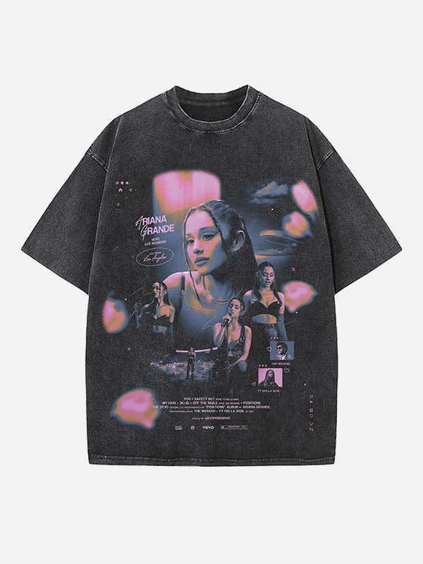 Y2K r&b pop diva print round neck t-shirt