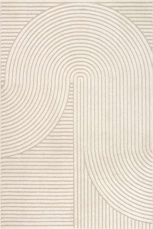 Elio Vloerkleed – Beige – Organisch Boogdesign – Laagpolig Vloerkleed