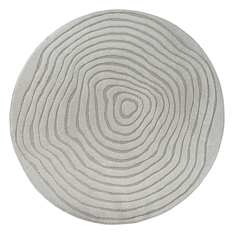Elio Rond Vloerkleed – Grijs – Contourlijn Design – Laagpolig Vloerkleed