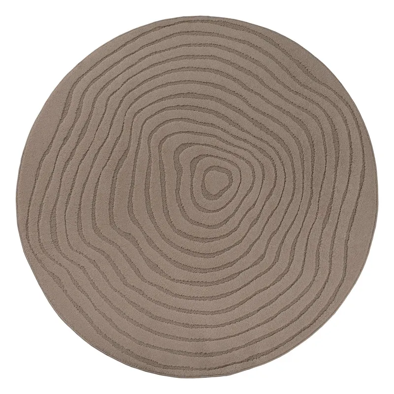 Elio Rond Vloerkleed – Bruin – Contourlijn Design – Laagpolig Vloerkleed