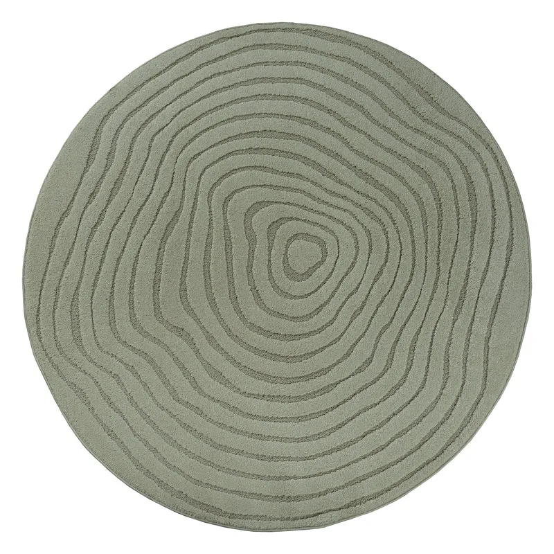 Elio Rond Vloerkleed – Groen – Contourlijn Design – Laagpolig Vloerkleed