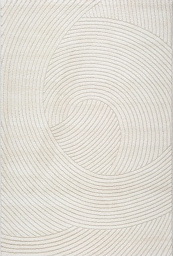 Elio Vloerkleed – Cream – Abstracte Bogendesign – Laagpolig Vloerkleed
