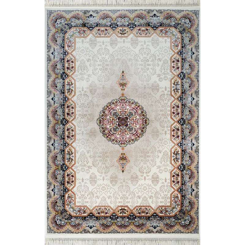 Tabriz Oosters Vloerkleed – Ivory – Klassiek Vintage Met Kader – Laagpolig Tapijt