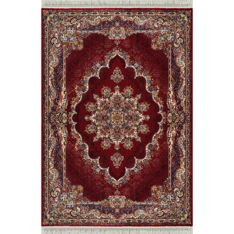 Tabriz Oosters Vloerkleed – Rood – Klassiek Vintage Laagpolig Tapijt