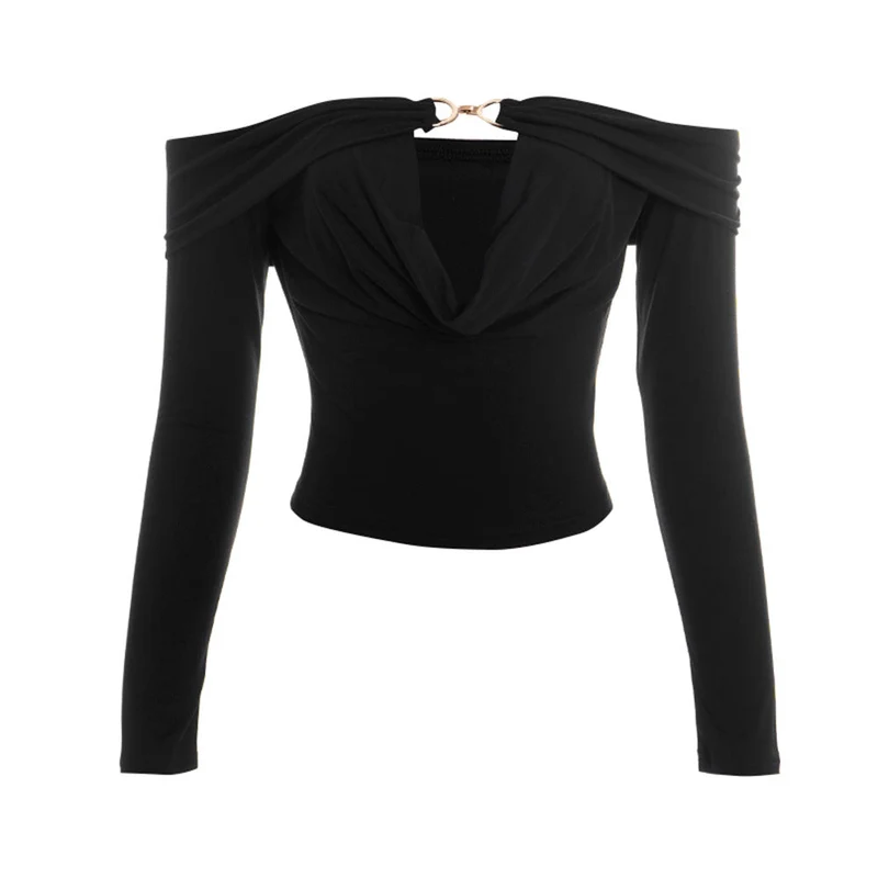 Cut out off shoulder long sleeve top