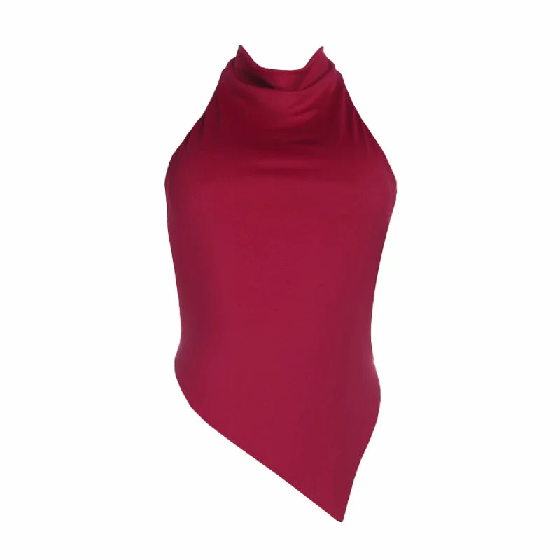 Backless halter self tie irregular top