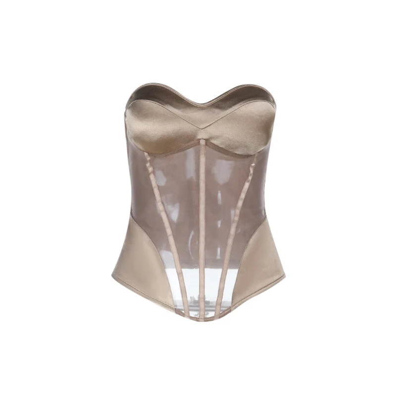 Corset sweetheart neck zip-up padded top