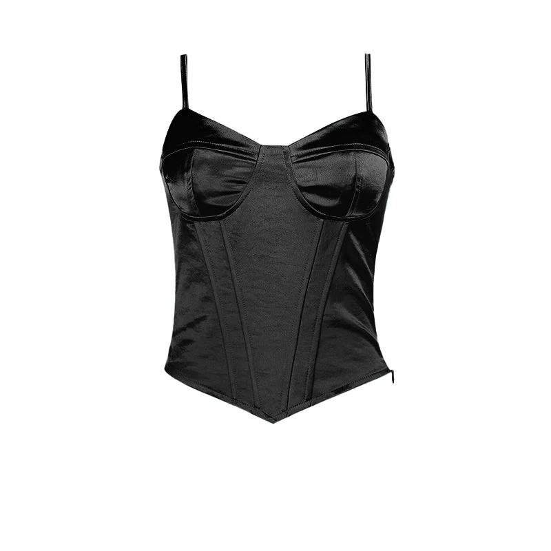 Lace up v neck corset backless cami top