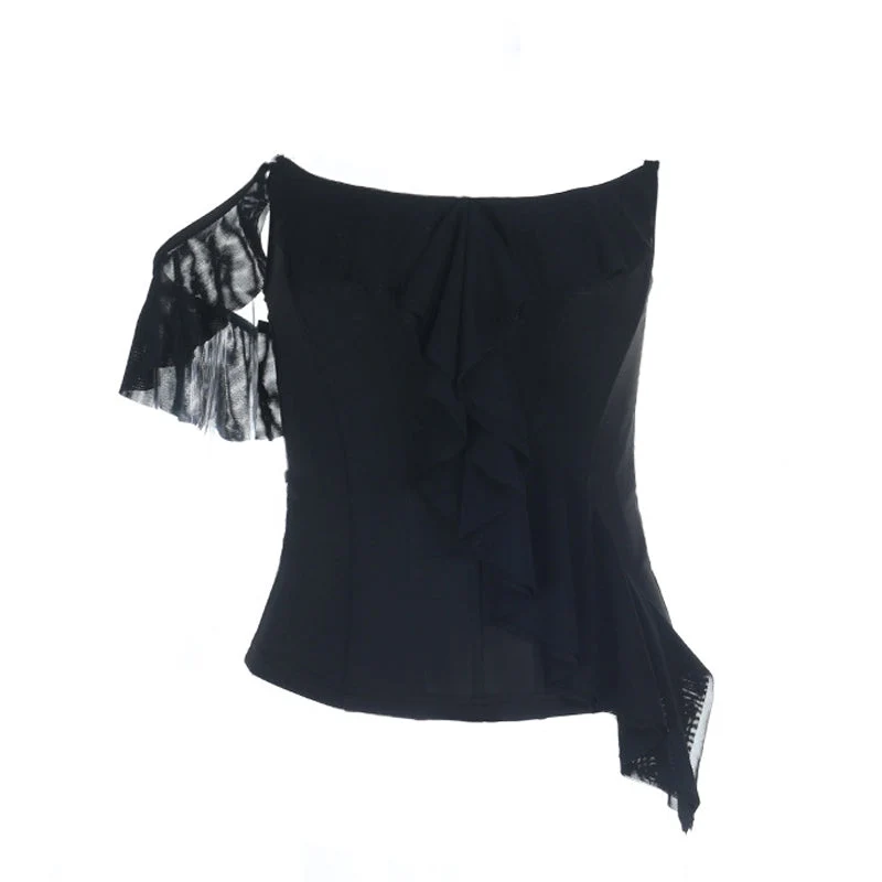 Corset backless ruffle self tie tube top