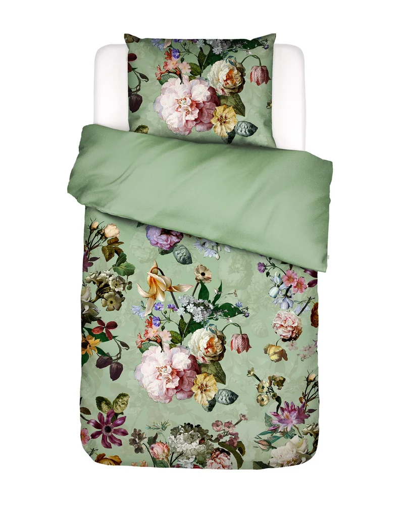 Essenza Fleur dekbedovertrek - Eenpersoons – 140x200/220 cm - Quiet green