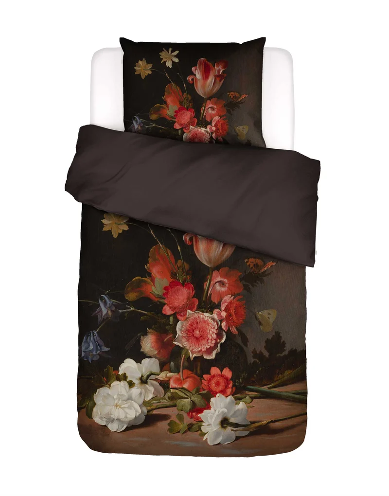 Essenza Blooming Story dekbedovertrek - Eenpersoons – 140x200/220 cm - Dark brown