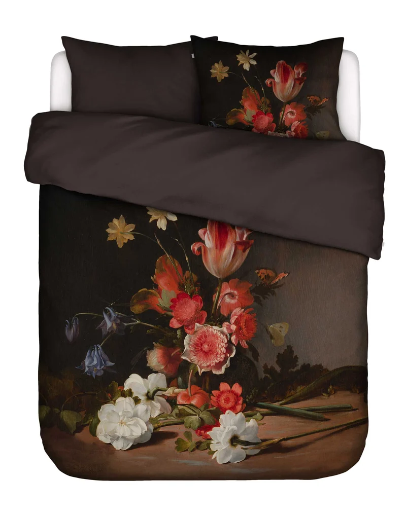 Essenza Blooming Story dekbedovertrek - Lits-Jumeaux - 240x200/220 cm - Dark brown