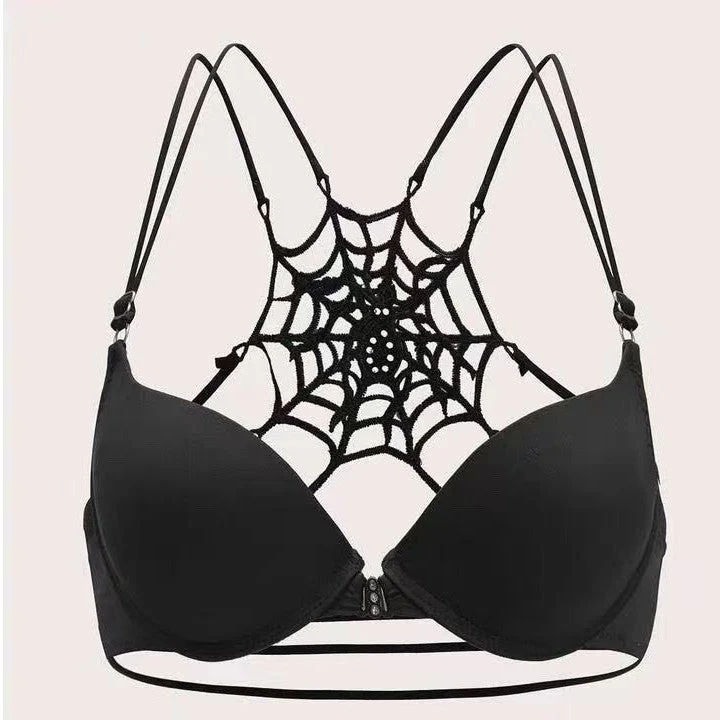 Backless v neck spider web cami top