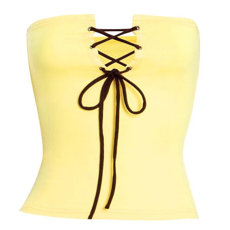 Backless self tie cut out tube top