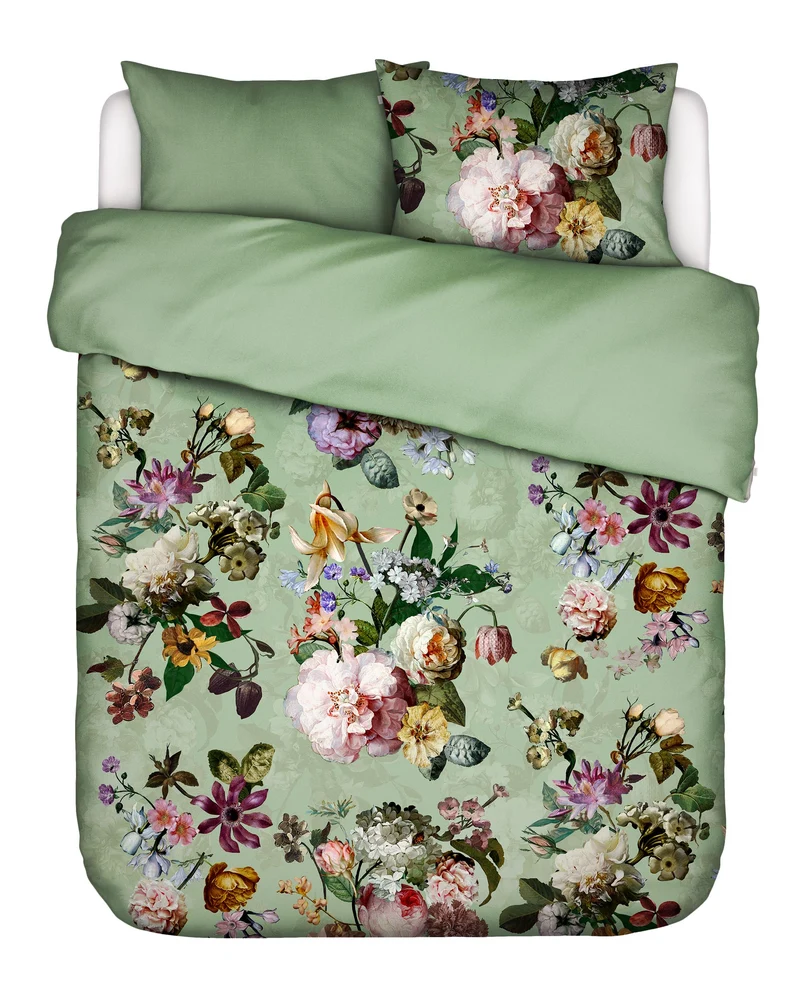 Essenza Fleur dekbedovertrek - Lits-Jumeaux XL – 260x200/220 cm - Quiet green