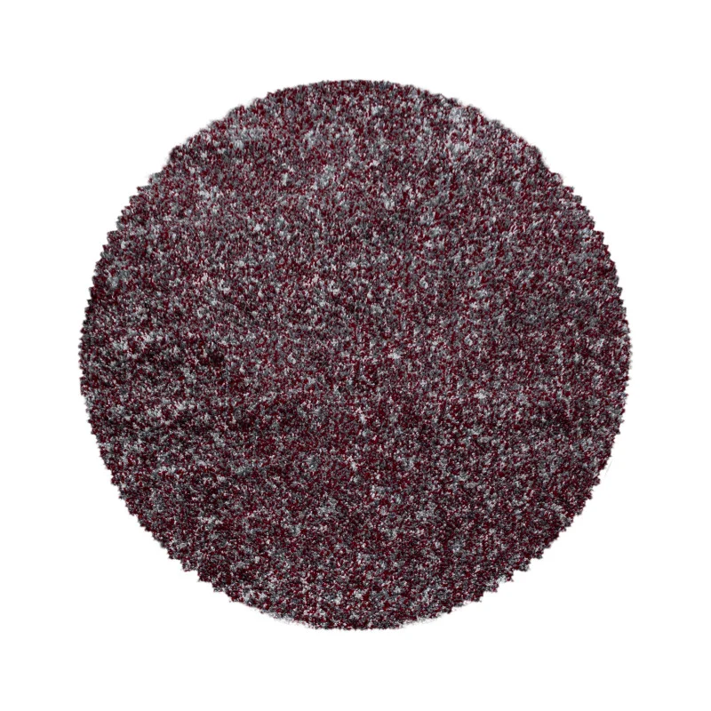 Enjoy Rond Shaggy – Hoogpolig Vloerkleed – 3D-effect – Gemêleerd Rood/Grijs/Wit