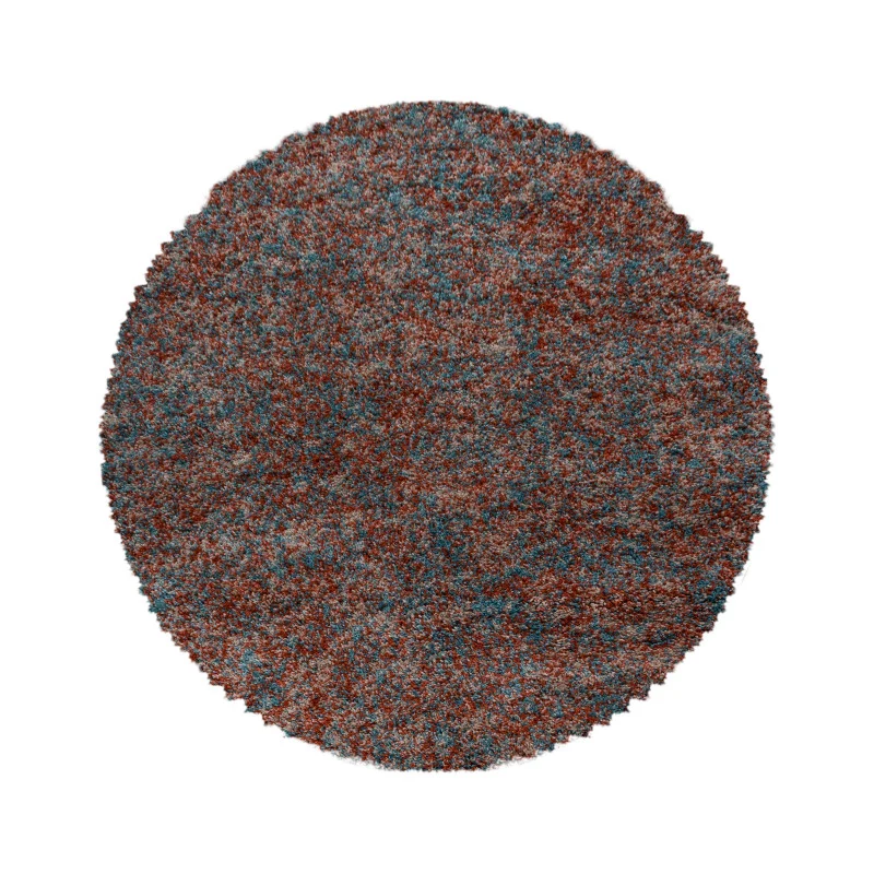 Enjoy Rond Shaggy – Hoogpolig Vloerkleed – 3D-effect – Gemêleerd Terra/Blauw/Beige