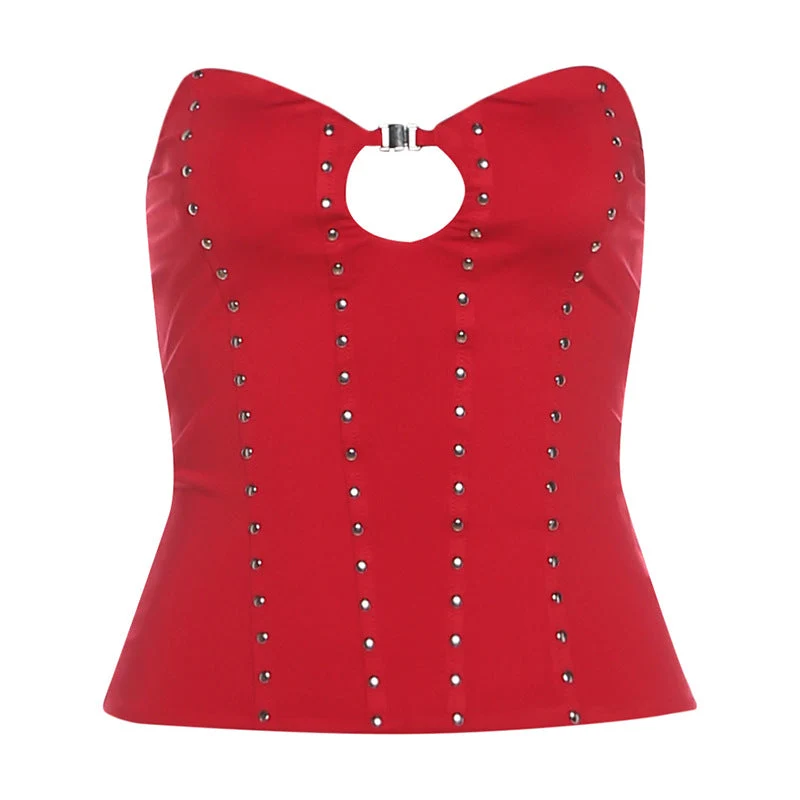 Cut out sweetheart neck top-final-sale