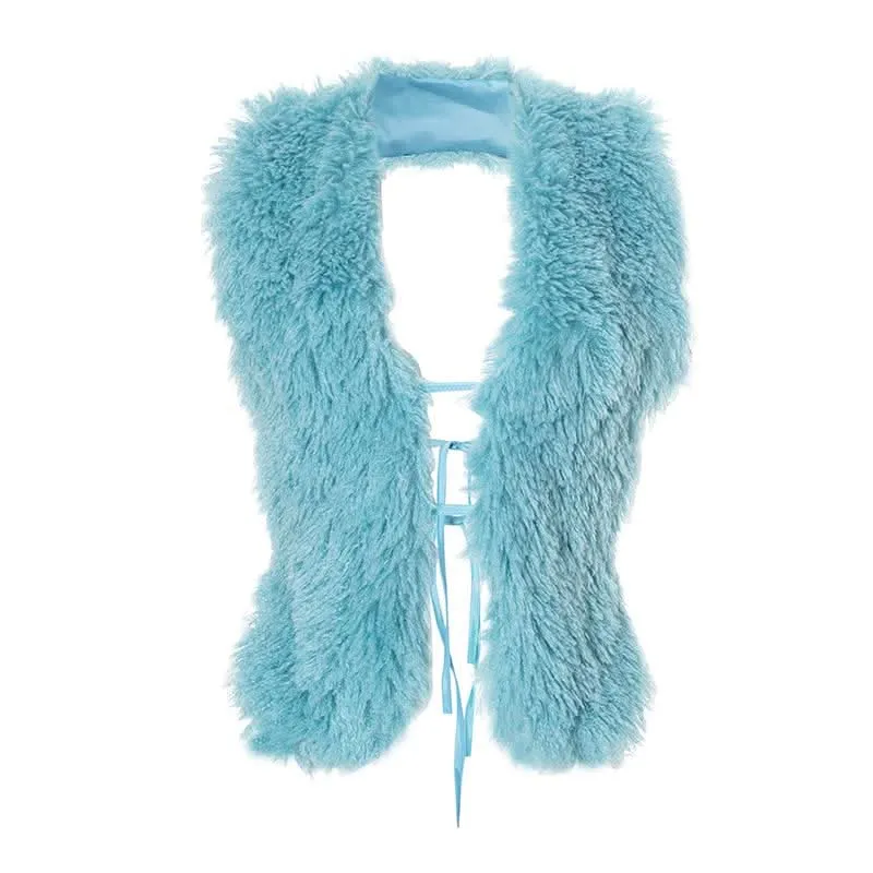 Halter fluffy self tie shrug top-final-sale