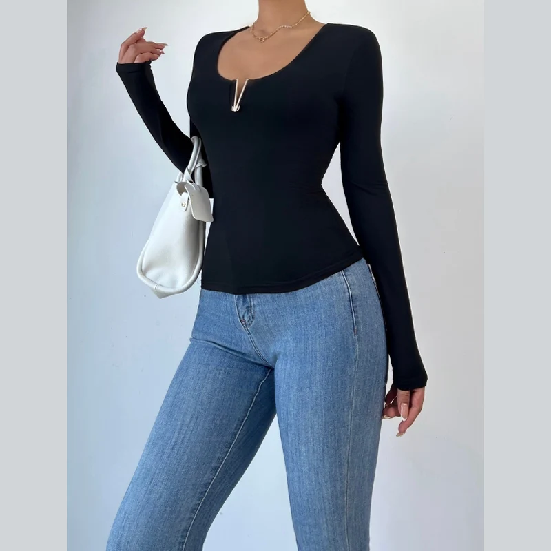 Ruched v neck long sleeve top-final-sale