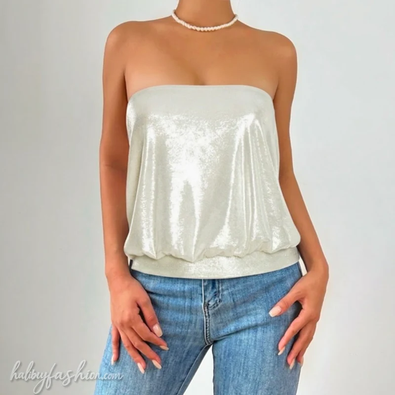 Ruched backless tube top