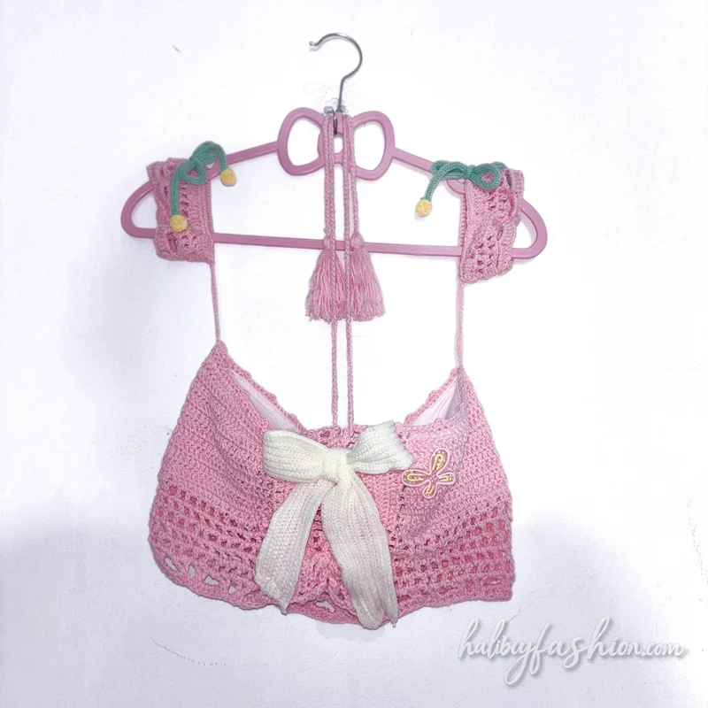 Halter bowknot cut out backless top