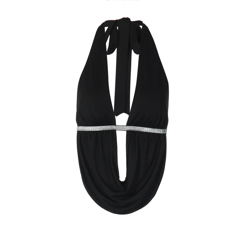 Cut out halter self tie backless top