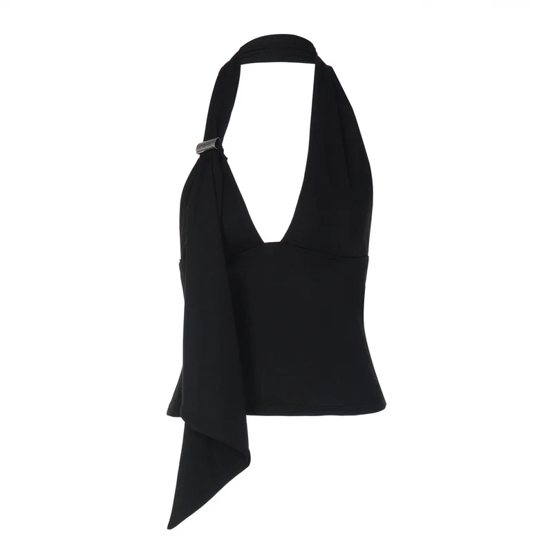 Halter backless v neck top
