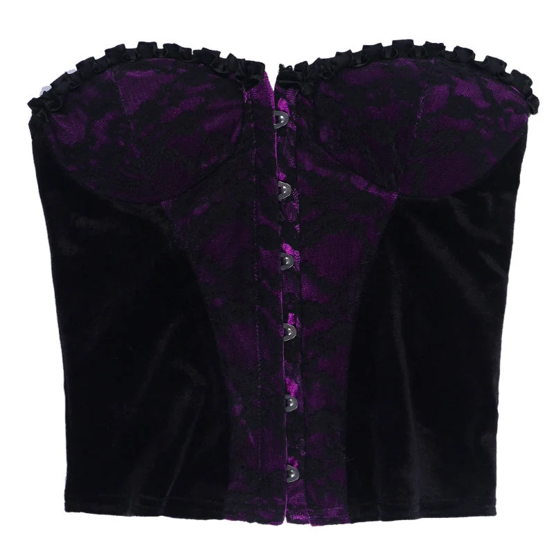 Sweetheart neck lace hem button top