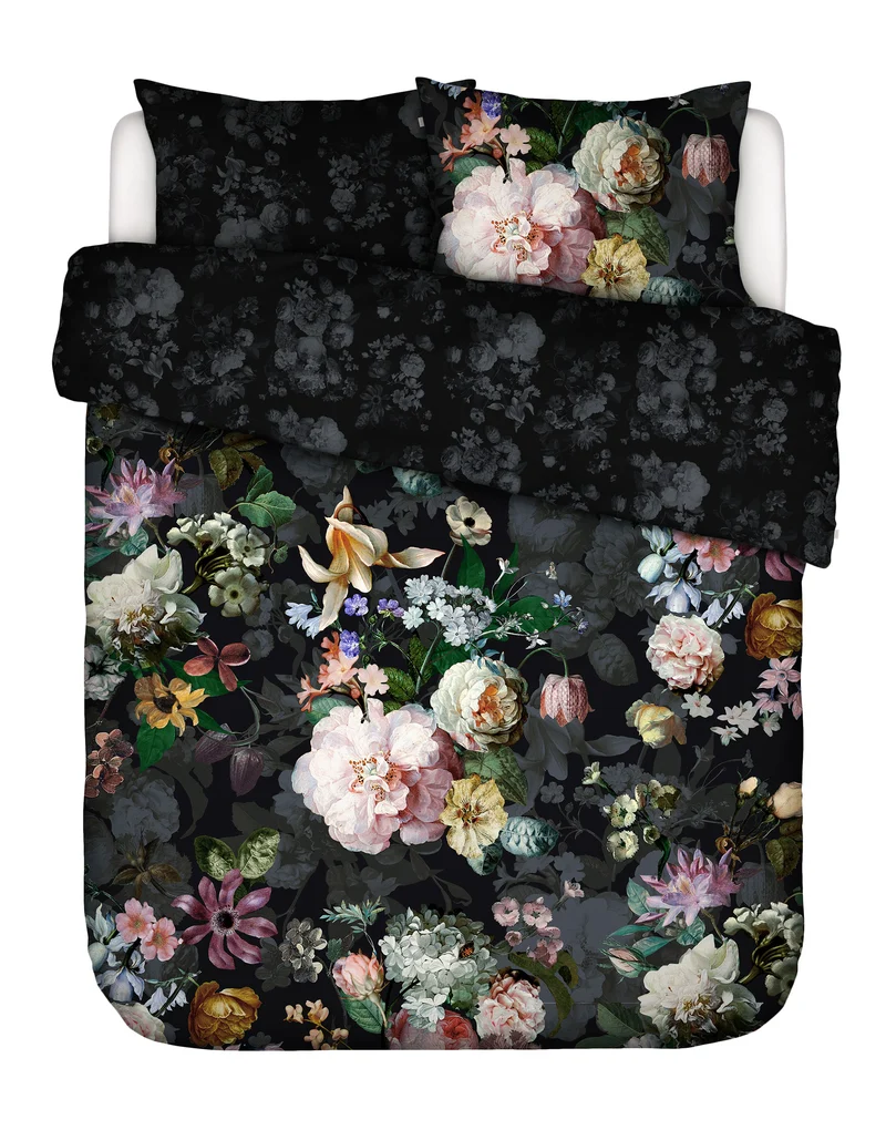 Essenza Fleur Festive dekbedovertrek - Lits-Jumeaux - 240x200/220 cm - Blooming Black