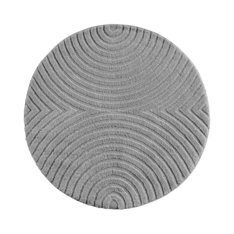 Art Vloerkleed Rond – Japandi – Boogpatroon – Modern & Laagpolig – Grijs