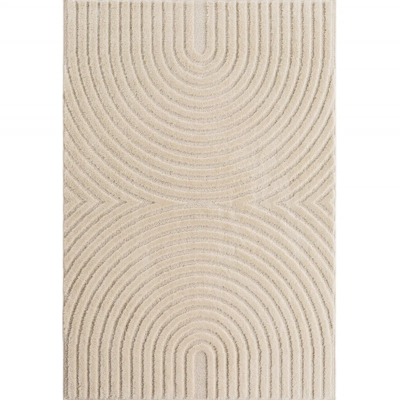 Art Vloerkleed – Japandi – Boogpatroon – Modern & Laagpolig – Creme/Beige