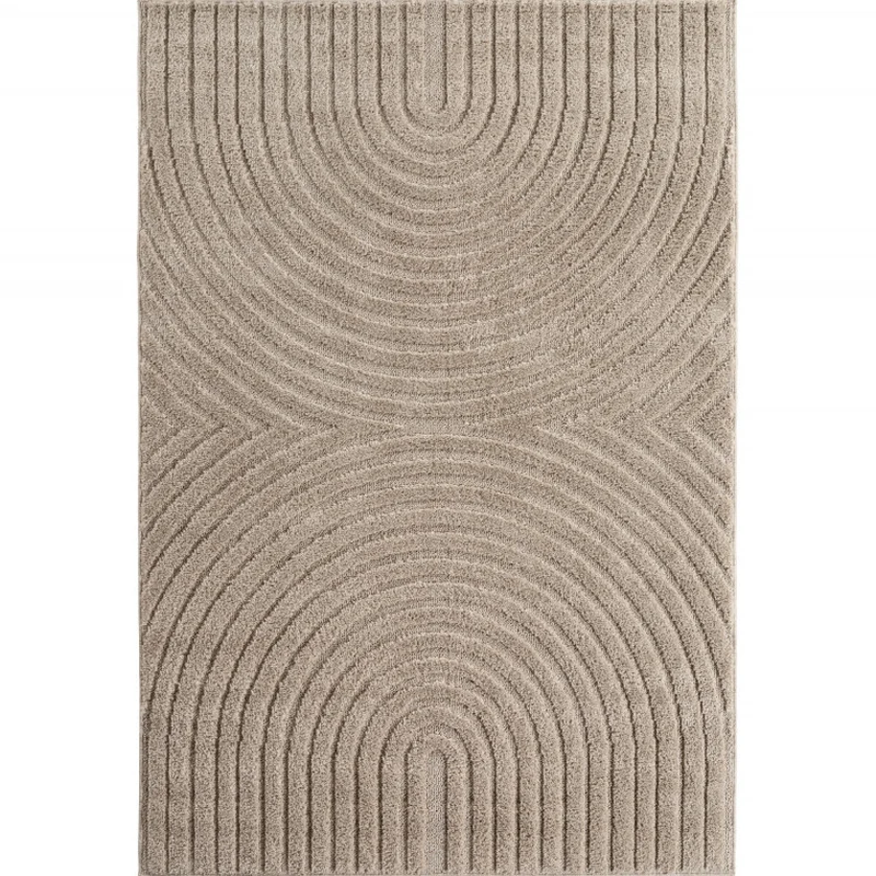 Art Vloerkleed – Japandi – Boogpatroon – Modern & Laagpolig – Beige/Bruin
