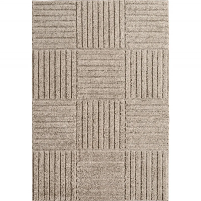 Art Vloerkleed – Japandi – Blokpatroon – Modern & Laagpolig – Beige/Bruin