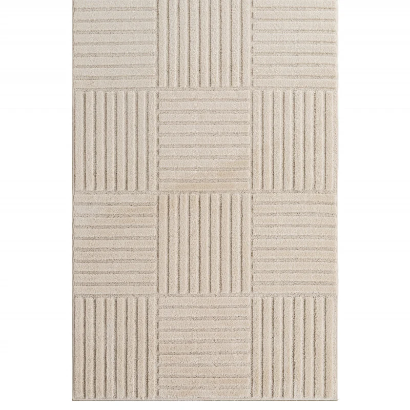 Art Vloerkleed – Japandi – Blokpatroon – Modern & Laagpolig – Creme/Beige
