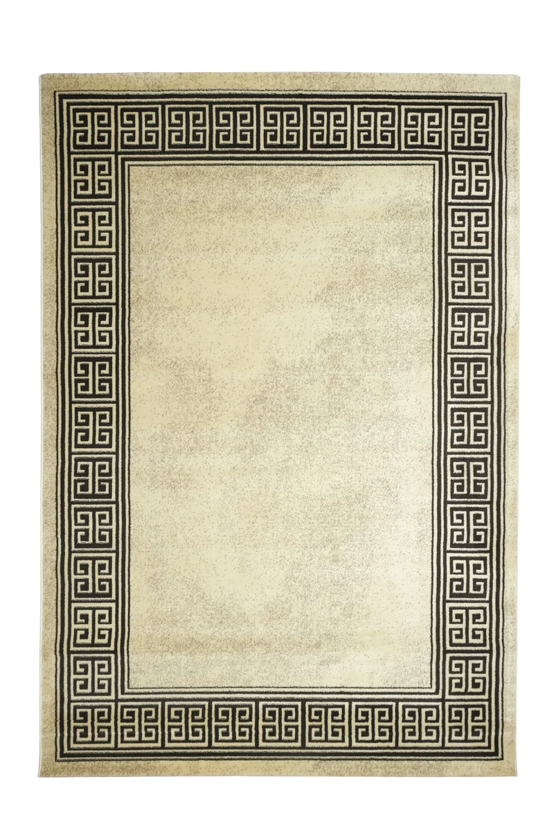 Blanca Vloerkleed – Laagpolig vloerkleed met Griekse rand – Beige/Bruin