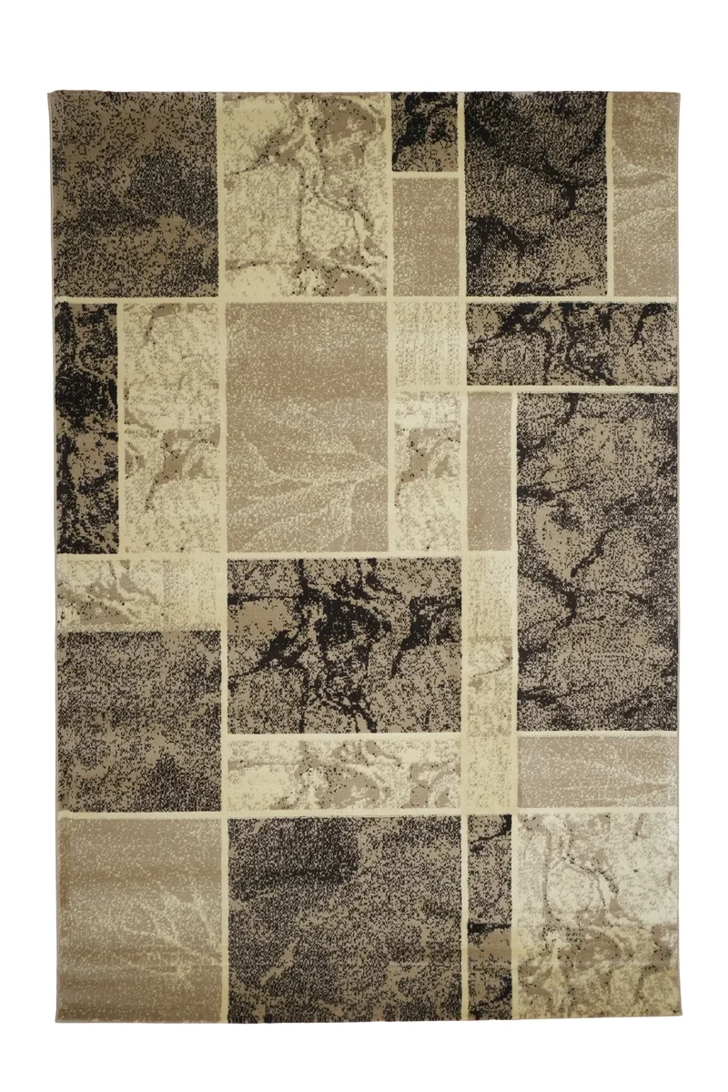 Blanca Vloerkleed – Laagpolig Vloerkleed Blokken Marmer – Beige/Bruin