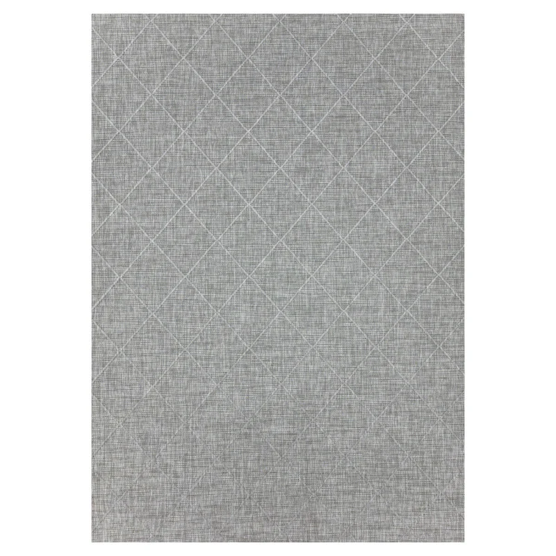 Zagora Vloerkleed – Grijs – Laagpolig & Geruit Design – Voor Binnen & Buiten