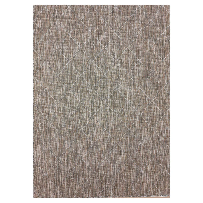 Zagora Vloerkleed – Beige – Laagpolig & Geruit Design – Voor Binnen & Buiten
