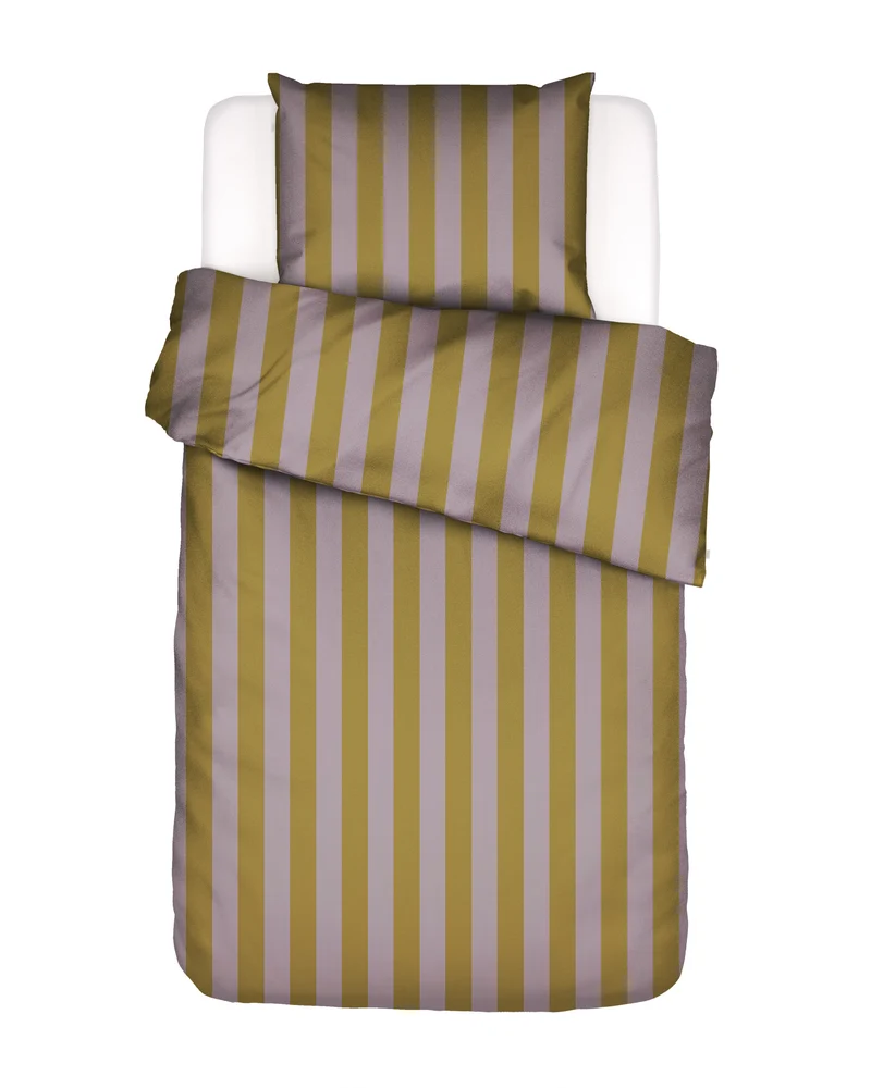 Essenza Minte Stripe dekbedovertrek - Eenpersoons – 140x200/220 cm - Pale purple - Olive