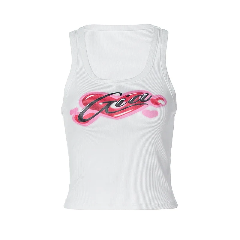Sweetheart pattern u neck tank top