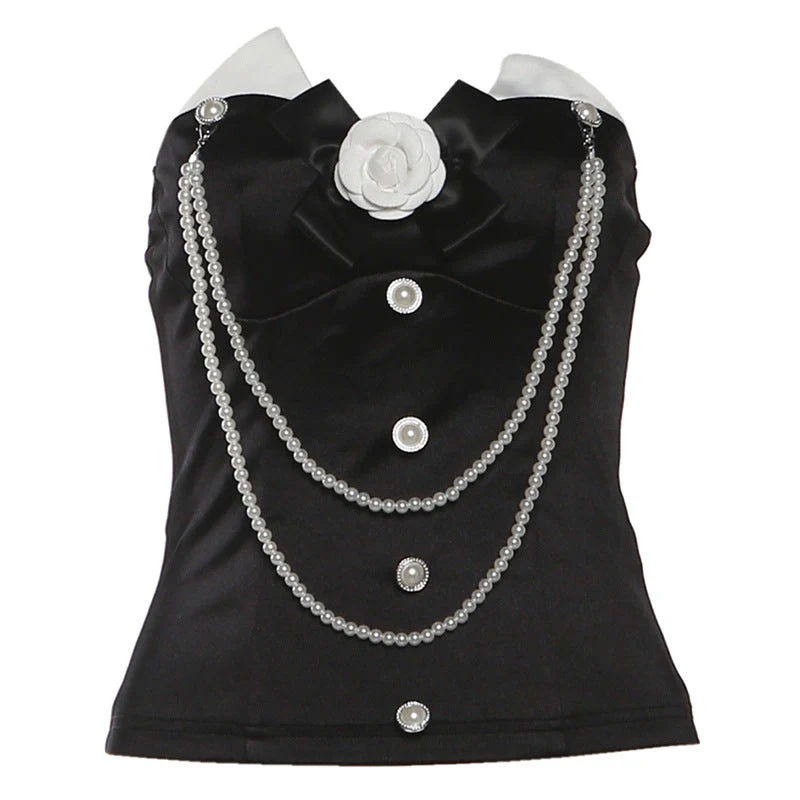 Flower applique beaded tube top
