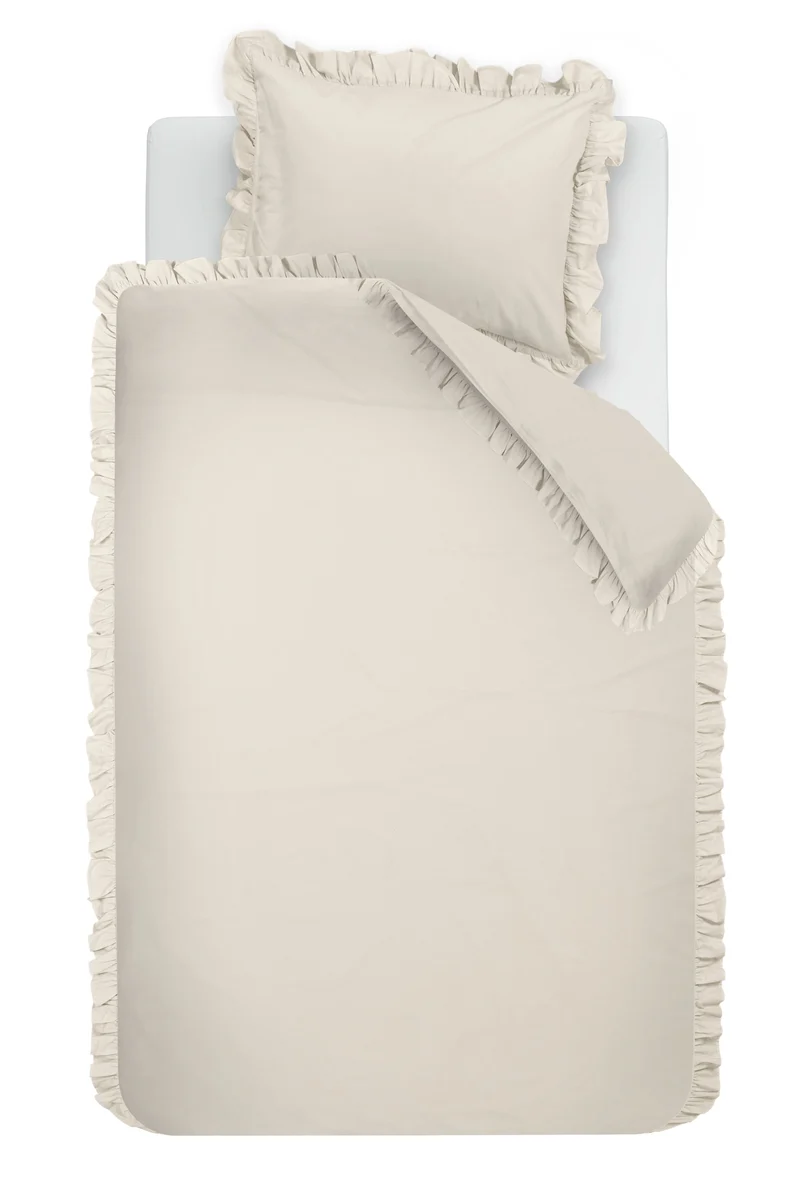 Ambiante Dekbedovertrek Uni Ruffle - 140 x 200/220 cm - Zand