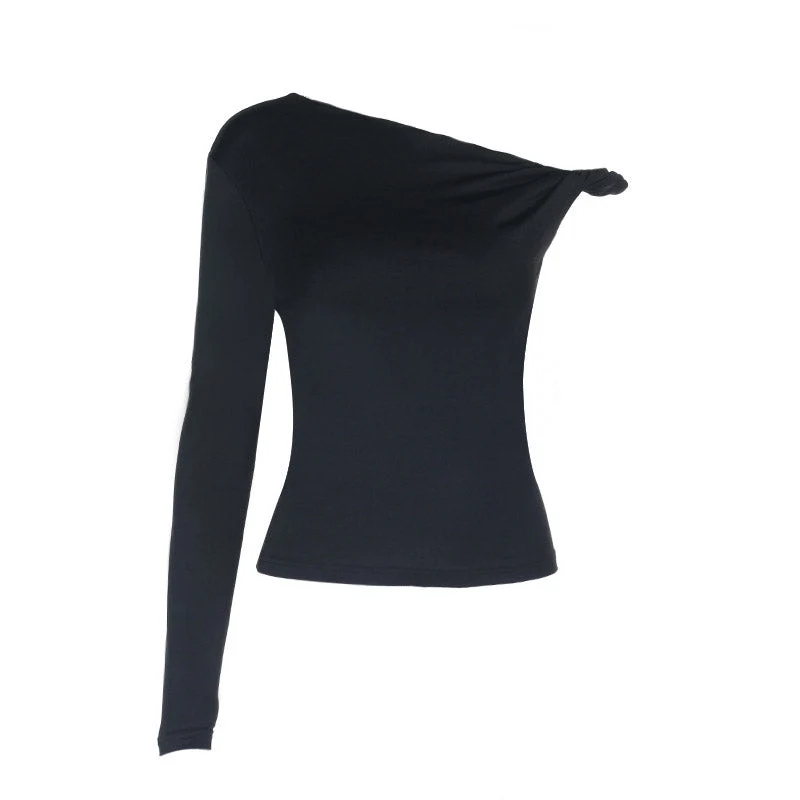 Cut out one shoulder long sleeve top